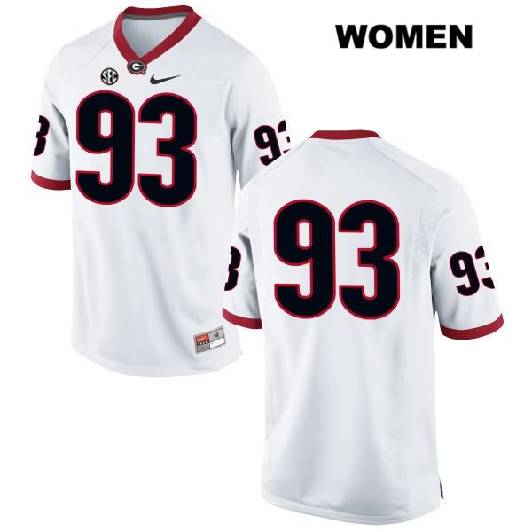 Georgia Bulldogs Women's Bill Rubright #93 NCAA No Name Authentic White Nike Stitched College Football Jersey ASP3856PT